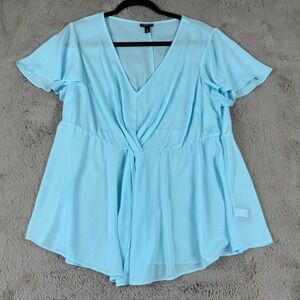 Torrid Romper -‎ Baby Blue, Flutter Sleeve, Plus Size - Size 0